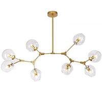 AMNOUR Chandelier E27 Nordic Glass Ball Chandelier Adjustable Height,Matte Black Sputnik Chandelier,E26 Metal Hand Blow Branches Pendant Light,79" Mid Century Globe Light Fixtures