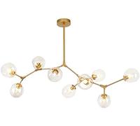 AMNOUR Chandelier E27 Nordic Glass Ball Chandelier Adjustable Height,Matte Black Sputnik Chandelier,E26 Metal Hand Blow Branches Pendant Light,79" Mid Century Globe Light Fixtures