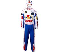 AMNPOLEN Ricky Bobby Racing Costume Jumpsuit Hat Cap Outfit Suit Adult Men Talladega Nights Halloween Cosplay Wonder Race Uniform (Blue, Small)