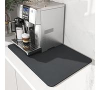 AMOAMI Coffee Mat - Hide Stain Rubber Backed Absorbent Dish Drying Mat for Kitchen Counter - Fits Under Coffee Maker or Machine