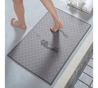 AMOAMI Ultra Thin Bathroom Rugs,Rubber Bath Mats for Bathroom Non Slip,Absorbent Bath Rug for Floor, Shower, Sink (17"x28", Grey)