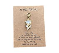 AMOBESTER Gold Plated Fox Clip on Charms with Moon Stone Rhinestone Clasp on European Pendant Charms for Necklace Bracelet DIY Jewelry Making
