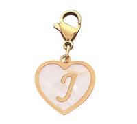 AMOBESTER Golden Heart Titanium Steel Shell Finish Alphabet Letter Clip-On Charms A-Z Initial Pendant for Bracelet, Necklace, Keychain, DIY Jewelry Making, Stainless Steel, stainless steel