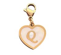 AMOBESTER Golden Heart Titanium Steel Shell Finish Alphabet Letter Clip-On Charms A-Z Initial Pendant for Bracelet, Necklace, Keychain, DIY Jewelry Making, Stainless Steel, stainless steel