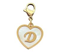 AMOBESTER Golden Heart Titanium Steel Shell Finish Alphabet Letter Clip-On Charms A-Z Initial Pendant for Bracelet, Necklace, Keychain, DIY Jewelry Making, Stainless Steel, stainless steel