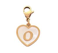 AMOBESTER Golden Heart Titanium Steel Shell Finish Alphabet Letter Clip-On Charms A-Z Initial Pendant for Bracelet, Necklace, Keychain, DIY Jewelry Making, Stainless Steel, stainless steel
