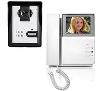 AMOCAM Video Door Phone System, 4.3 Inch Clear LCD Monitor Wired Video Intercom Doorbell Kits, Night Vision Camera Door Bell Intercom, Doorphone Telephone Style for Home Improvement