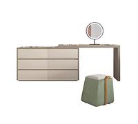 AMOCHO Dressing Table With retractable table top, Vanity Makeup Tablewith 3-Color Touch Screen Lighted Mirror，Makeup Vanity Desk with Stool for Women Girls (Size : 100CM)