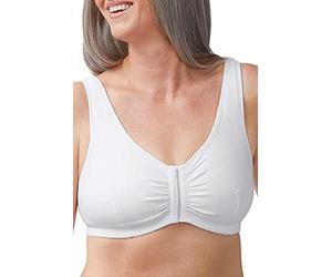 AMOENA Fleur Non-Wired Front Fastening Soft Cotton Post Surgery Mastectomy Bra - White (S DD/E)