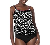 AMOENA Women's Manila Blouson Tankini Top Mastectomy Pocketed Swimwear Black/White Tankini Top