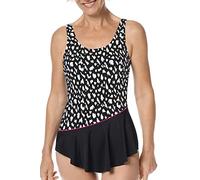 Amoena Women's Manila Sarong Swimsuit Pocketed Mastectomy Swimwear Black/White One Piece, 48D
