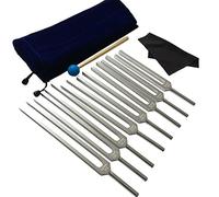 AMOERI Chakra Tuning Forks Set, 7 Chakra+1 Soul Heart, With Rubber Mallet, Velvet Storage Bag, For Cosmic Octave, Sound Healing Instruments
