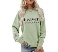 AMOERI Heaven Don't Miss It For The World Christian Sweatshirt For Women Faith Long Sleeve Shirt Graphic Print Pullovers Tops (Color : Olive green, Size : L)
