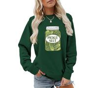 AMOERI Pickle Sluts Girls Who Like Pickles Canned Quotes Cute Sweatshirts (Color : Olive Green, Size : M)