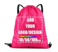 AMOFACIO Custom Drawstring Backpack Bags with Logo Bulk Personalized Draw String Backpack Promotional Items 5/50/100 for Gym, Rose Red, S, Solid