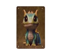 AMOGHASIDDHI Dragon Metal Sign Aluminum Cute Little Dragons Vintage Metal Poster 8”×12” Print Painting Sign Wall Art Decor Retro Plaque For Home Bar Pub Club Cafe Decoration