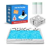 AMOGOGOPET 20 Pack Cat Litter Bags, Compatible with PetSafe Crystal Litter Box Tray Refill, with Anti-scratch Cardboard, Heavy Duty, Leak-proof Thick Drawstring Litter Box Liners, 37" x 17"