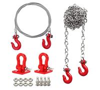 AMOGOT RC Trailer Chain Hook Tow Rope Winch Shackles for 1/10 RC Crawler TRX4 Axial SCX10 90046 Wraith 90081 Tamiya D90 TF2 CC01 Truck RC Decor Parts