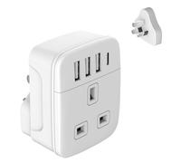 Amoi UK to Australia Plug Adapter,Australian Plug Adaptor From UK,Uk to China Plug Adapter, Grounded UK to Australia Travel Adapter with 4 USB Ports 17W USB C Fast Travel Charger(Type I)