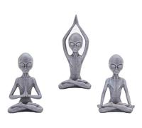 AMOIENSIS Alien Statues Decor(Set of 3) Zen Statue for Yoga Meditation Room Decoration, Whimsical Stone Color Statue for Garden Decoration