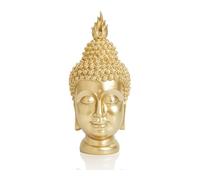 AMOIENSIS Buddha Head Statue (Gold), Ideal for Zen Space, Spiritual Decor, Buddhism Religious Room Decoration