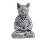 AMOIENSIS Cat Zen Statue Decor, Creates a Serene Meditation Environment, 7 inch Stone GrayStatue Home Office Meditating Yoga Room Spiritual Decoration