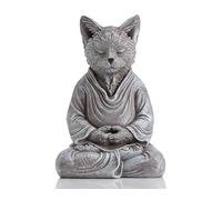 AMOIENSIS Cat Zen Statue Decor, Creates a Serene Meditation Environment, 7 inch Stone GrayStatue Home Office Meditating Yoga Room Spiritual Decoration