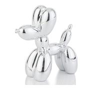 AMOIENSIS Shiny Balloon Dog Statue Decor, 4 inch Electroplate Silver Balloon Dog Animal Sculpture, Small Nick Nacks for Shelf Decor, Small Eclectic Decor Desktop, Vibrant Balloon Dog