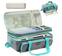 AMOIGEE Double Layer Carrying Case for Cricut Explore 5, Accessories and Suppliers, Storage Bag with Vinyl Roll Organizer, Cutting Mat Pocket, Secure Machine Straps and Travel-Friendly Design