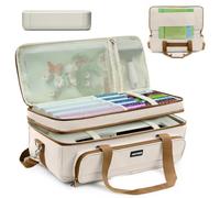 AMOIGEE Double Layer Carrying Case for Cricut Explore 5, Accessories and Suppliers, Storage Bag with Vinyl Roll Organizer, Cutting Mat Pocket, Secure Machine Straps and Travel-Friendly Design