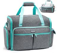 AMOIGEE Full-Open Sewing Machine Case, Large Sewing Machine Storage Bag for Travel - Heavy-Duty Embroidery Tote for Brother Singer Janome Standard Machines Holder with Pocket for Accessories and Tools