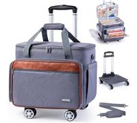 AMOIGEE Rolling Craft Bag with Wheels, 360° Swivel Rolling Scrapbook Organizer for Cricut, Paper Crafts, Classroom Supplies, Large Teacher Tote with Detachable Trolley for Men, Women