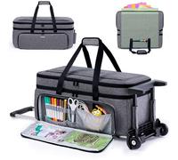 AMOIGEE Rolling Double-Layer Carrying Case with Wheels Compatible with Cricut Maker 4, Explore 4, Maker 3, Maker for Cricut Accessories and Suppliers, Tools - Sturdy Storage Bag for Cricut Machines