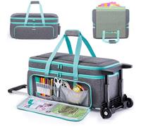 AMOIGEE Rolling Double-Layer Carrying Case with Wheels Compatible with Cricut Maker 4, Explore 4, Maker 3, Maker for Cricut Accessories and Suppliers, Tools - Sturdy Storage Bag for Cricut Machines