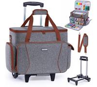 AMOIGEE Rolling Sewing Machine Case with Wheels - Sewing Machine Bag with Detachable Wheels Frame, Trolley Tote with Removable Padding,Fits Most Standard Machines Compatible with Singer,Brother,Janome