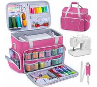 AMOIGEE Sewing Machine Case with Wheels - Sewing Machine Bag with Removable Bottom Pad, Trolley Tote Fits Most Standard Machines Compatible with Singer, Brother, Janome