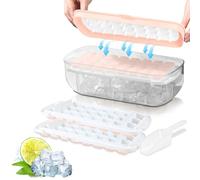 Amoilly Ice Cube Tray, 48PC Ice Cube Molds maker with Lid and Storage Bin, Ice Tray for Freezer Easy-Release (Pink)