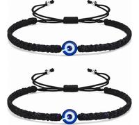 Amoina Evil Eye Bracelet for Women and Men, Handmade Braided Kabbalah Good Luck Rope Cord Adjustable Minimalist Jewelry, Protection Gift