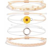 Amoina Sunflower String Bracelet for Women, Handmade Braided Rope Boho Surfer Bracelet, Trendy Summer Jewelry