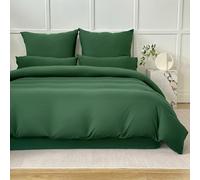 Amolavet Duvet Cover King Size 3 Pieces Set Emerald Green Ultra Soft Fluffy Bestouch Breathable Lightweight Prewashed Microfiber for Summer Comforter Cover Quilted Cover 104x90 with Zipper Closure