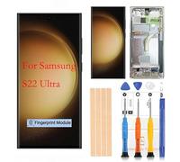 Amoled LCD Digitizer Screen Touch Assembly Replacement LCD Display for Samsung Galaxy S22ultra G908 G908A G908F G908P G908R4 T U V W 6.8inch by Qvouaw(Sliver with Frame)