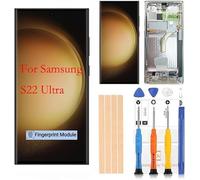 Amoled LCD Digitizer Screen Touch Assembly Replacement LCD Display for Samsung Galaxy S22ultra G908 G908A G908F G908P G908R4 T U V W 6.8inch by Qvouaw（Black with Frame）