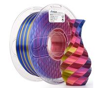 AMOLEN PLA 3D Printer Filament, Triple Color Coextrusion PLA Filament 1.75mm, Silk Shiny Red Yellow Blue Filament, 3D Printing Filament 1KG/2.2lb