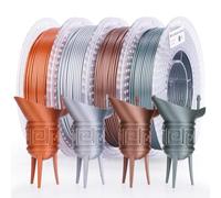 AMOLEN PLA 3D Printer Metal-Like Filament PLA Filament 1.75mm Filament Bundle,Green Bronze, Silver,Bronze, Red Copper,3D Printing Filament Bundle, 200gX 4 Spools