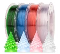 AMOLEN Rapid PETG Transparent 3D Printer Filament 1.75mm +/-0.02mm,500mm/s High Speed Strong Toughness Multicolor Bundle Sky Blue/Green/Transparent/Pink 250gx4