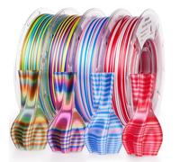 AMOLEN Silk 3D Printer Filament PLA Bundle, Shiny Multicolor Rainbow Filament Pack, Fast Color Change PLA 1.75mm 3D Printing Filament for Most FDM 3D Printer, 200g X 4 Spools