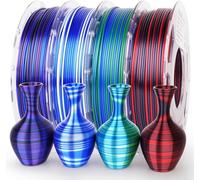 AMOLEN Silk PLA 3D Printer Filament Bundle, Multicolor Rainbow PLA 1.75mm, Shiny Fast Color Change PLA Irregular Stripes 3D Printing Filament for Most FDM 3D Printer, 200g X 4 Spools
