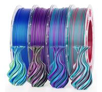 AMOLEN Silk PLA 3D Printer Filament Bundle, Shiny Dual Color PLA Filament 1.75mm Pack, Color Change PLA 3D Printing Filament for Most FDM 3D Printer, Green Series 200g X 4 Spools