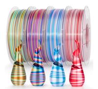 AMOLEN Silk PLA 3D Printer Filament Bundle, Shiny Multicolor Rainbow Pack, Fast Color Change PLA 1.75mm 3D Printing Filament for Most FDM 3D Printer, 1KG X 4 Spools