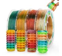AMOLEN TPU Flexible 3D Printer Filament Bundle,Multicolor Transparent Rainbow TPU 1.75mm Filament,3D Printing Filament Bundle, 200gX 4 Spools, 3DTPUSET